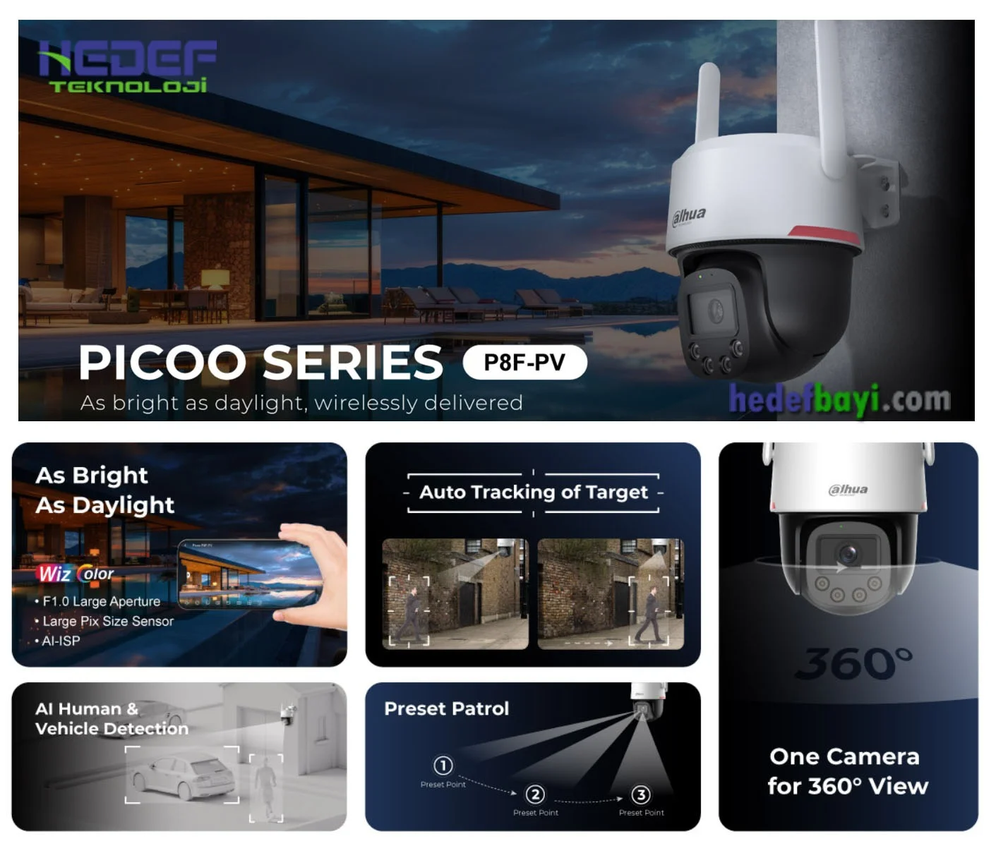 DAHUA P3F-PV-0360B-PRO Wireless PT Kamera