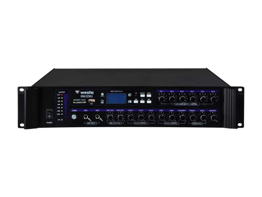 WM-2250U 6 BÖLGELİ 250W 100V MİXER ANFİ