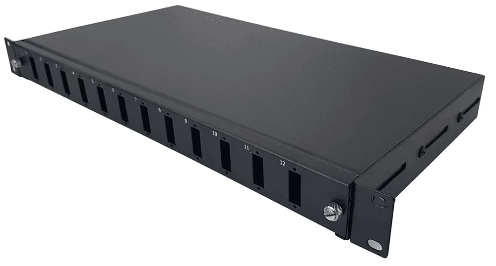 WITH 12 SC-DX /12 LC-QD INTEGRATED FRONT PLATE, RAL9005 BL