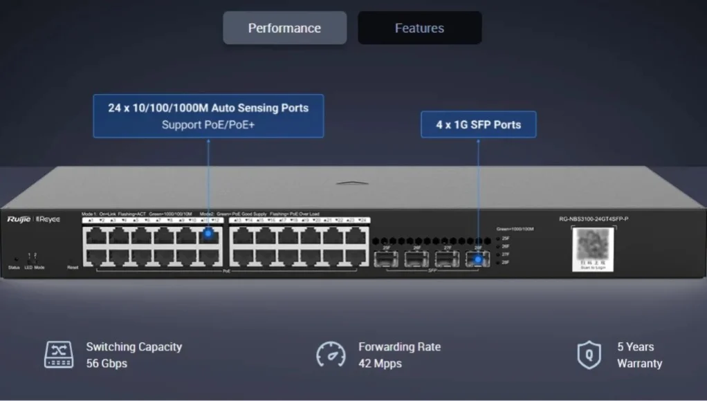 RG-NBS3100-24GT4SFP 24-PORT (-POESİZ-)L2 MANAGED SWİTCH