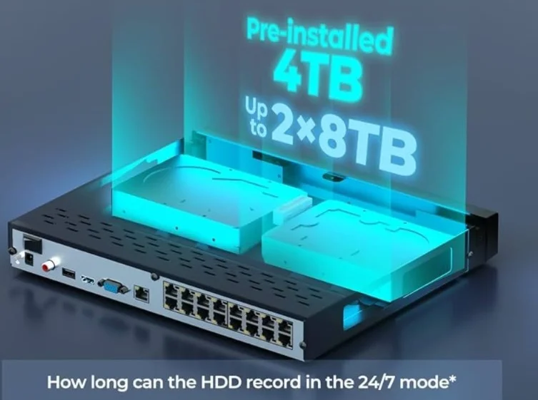Reolink NVS16-410 16Kanal 16xPoE NVR 4TB HDD dahil