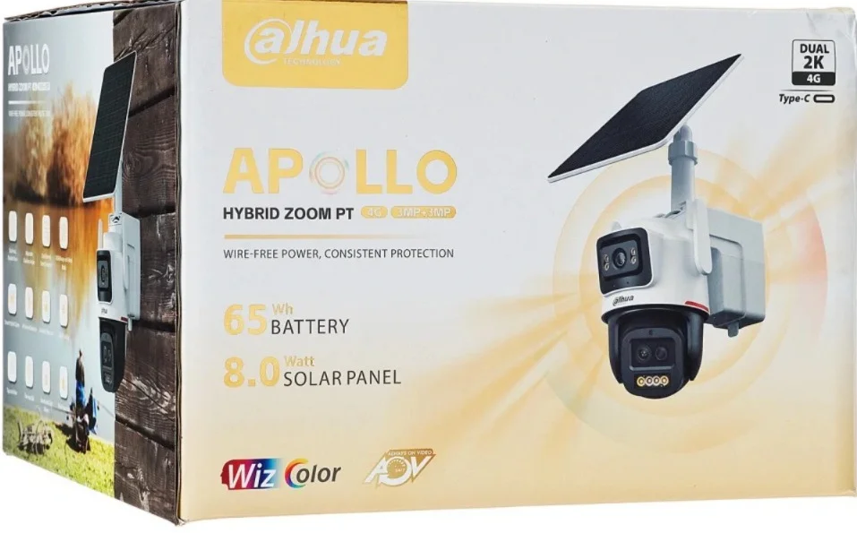 DAHUA IPC-PTS2649C-3E3Z-4GB20 3+3MP WizColor Hybrid-zoom PT 4G Solar Power Network Camera