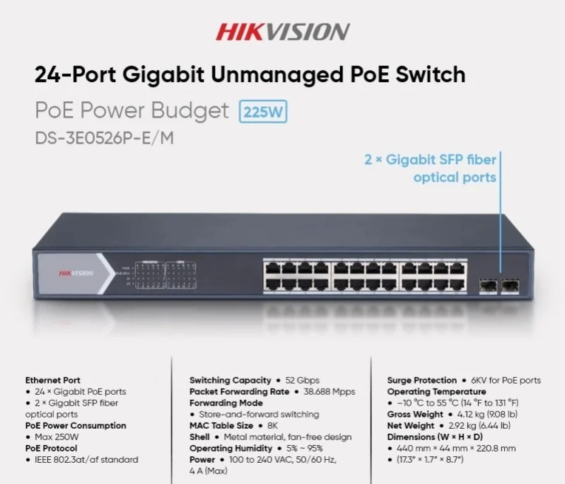 HIKVISION DS-3E0526P-E/M 24 PORT SWİTCH
